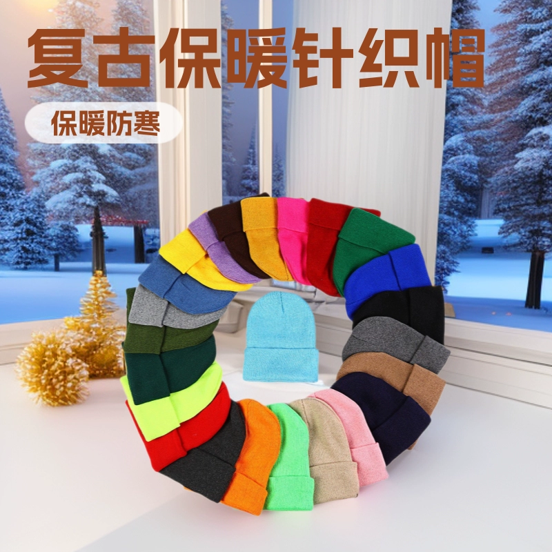 Шерстяная шапка на осень и зиму, ретро-шляпа с широкими полями, теплая однотонная вязаная шапка для улицы, защищающая от холода и ветра, с плоским верхом.