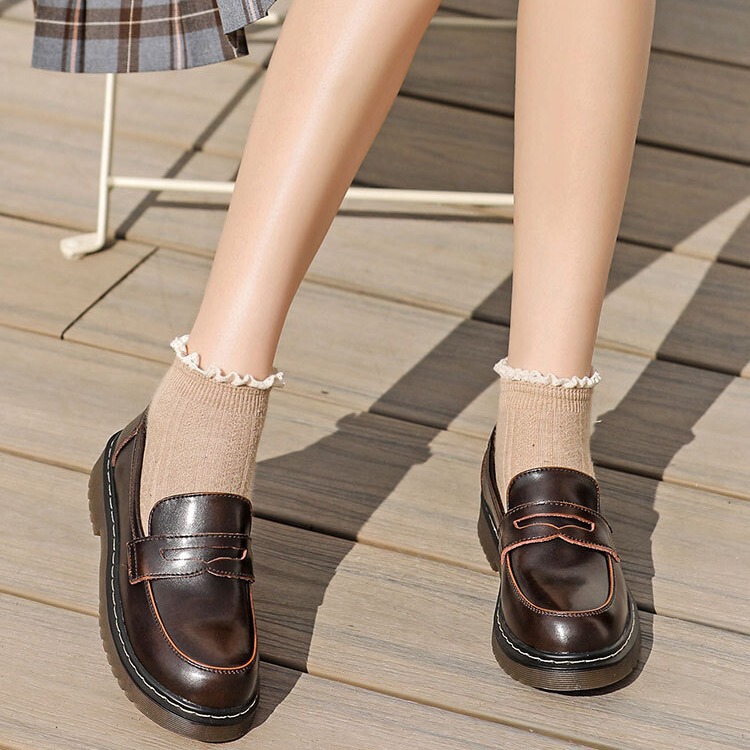 Beautiful Foot Power Black Small Leather Shoes for Women British Spring & Fall Classic Retro Flats Shoes Loafers Jk Uniform Shoes