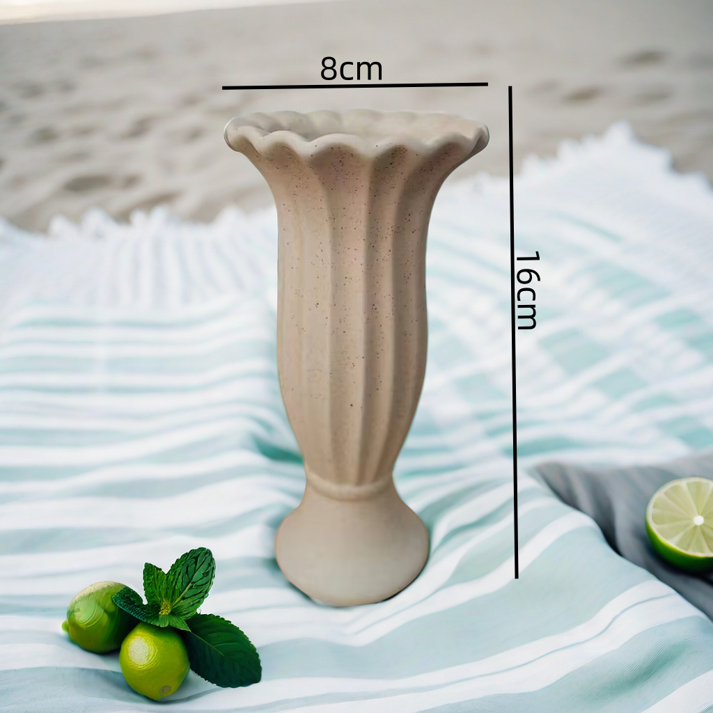 베이지 로마 열 꽃병 작은