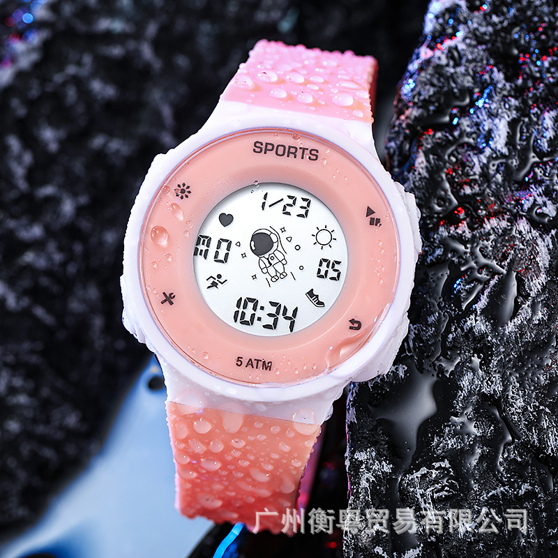 Tiktok mismo estilo astronauta reloj masculino y femenino estudiantes jóvenes natación impermeable luminoso deportivo reloj electrónico