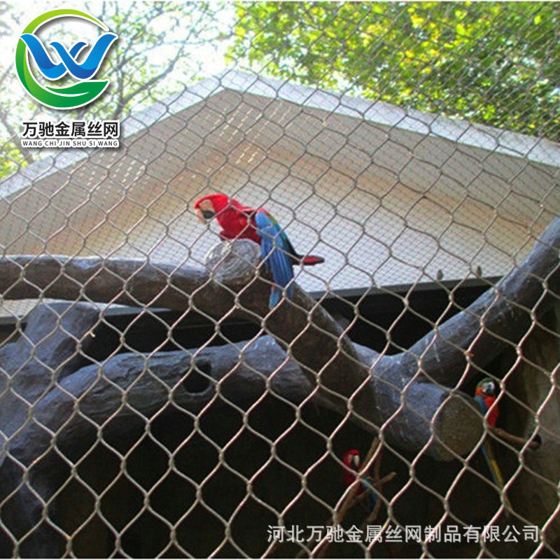 柔性鸟语林绳网 飞鸟罩网 不锈钢编织卡扣绳网 钢丝网