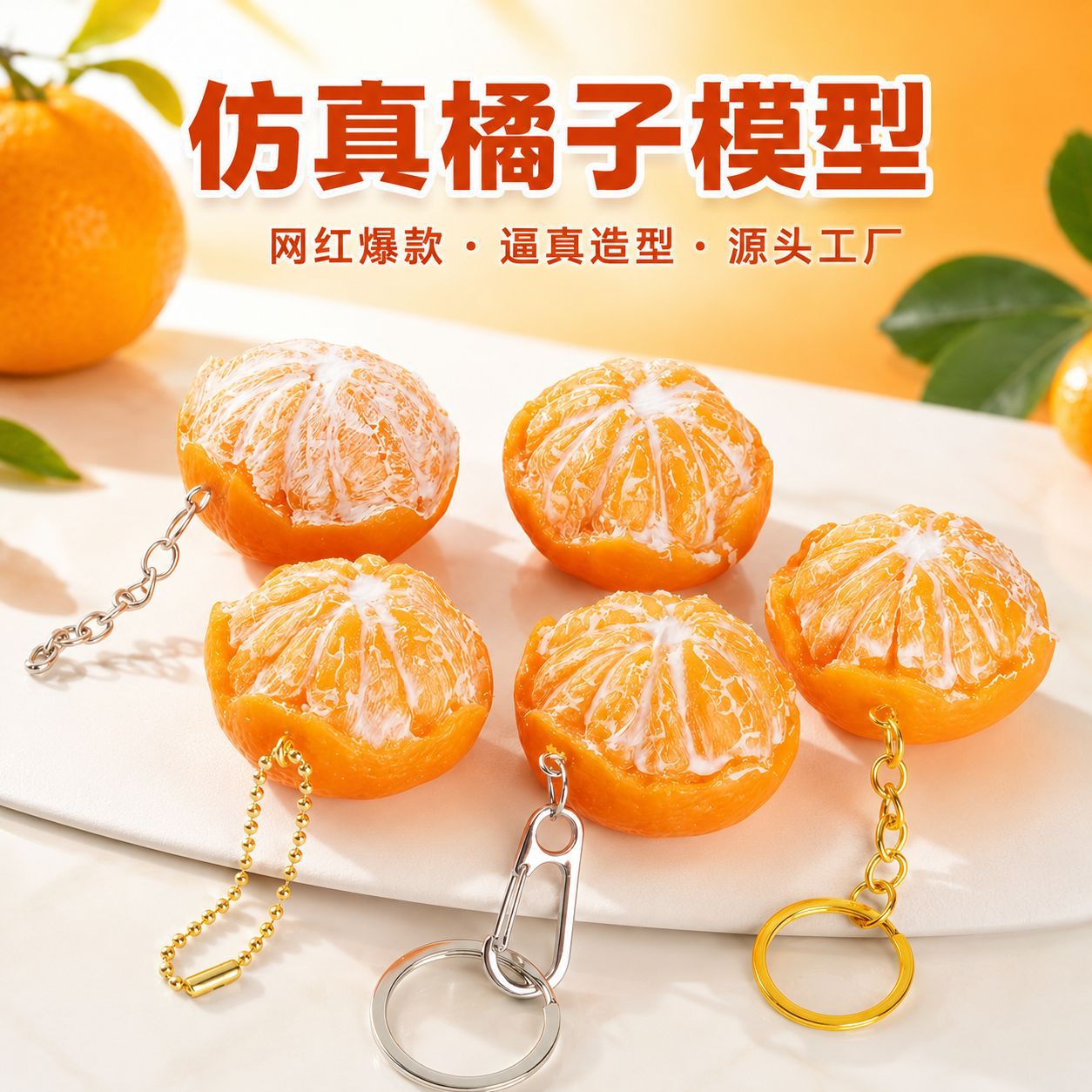 4cm simulated peeled orange model PVC food toy for children, pretend play toy, photography prop, wholesale