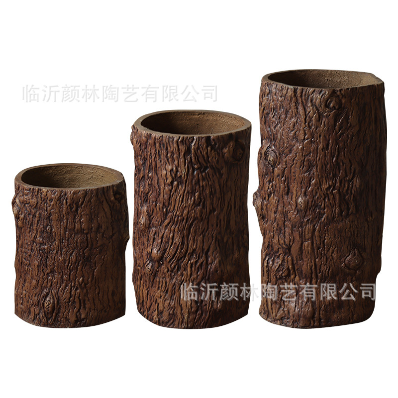 imitación de tocón de cemento maceta de flores de plantación verde silenciosa plantación de flores de suelo hotel residencial gran jarrón retro paisaje decoración ornamental