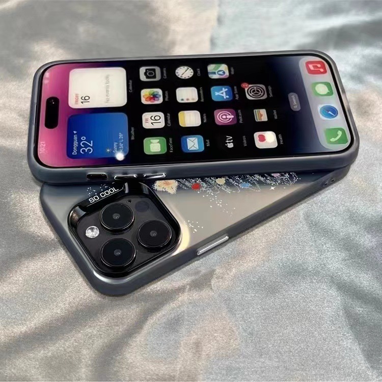 Matte Phone Case With Light Star Design For Apple Iphone Series_voghion.com