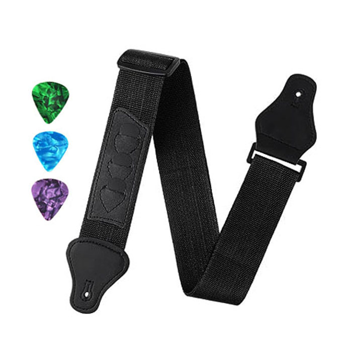 Correa de hombro de guitarra popular correa de recogida de almacenamiento correa de guitarra eléctrica correa de nylon tejida