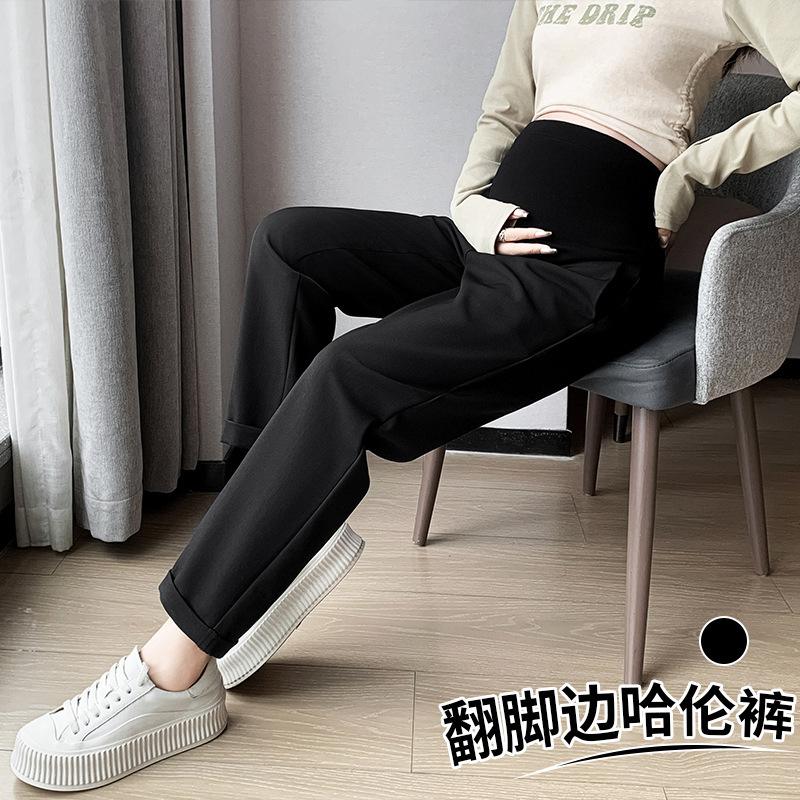 M3Xl Maternity Pants, High-Quality Spring and Summer Thin Outerwear, Breathable Black Denim with Belly Support