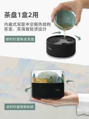 A5L故宮宮廷文化 小巨蛋系列千里江山快客杯 一壺兩杯 旅行便攜茶