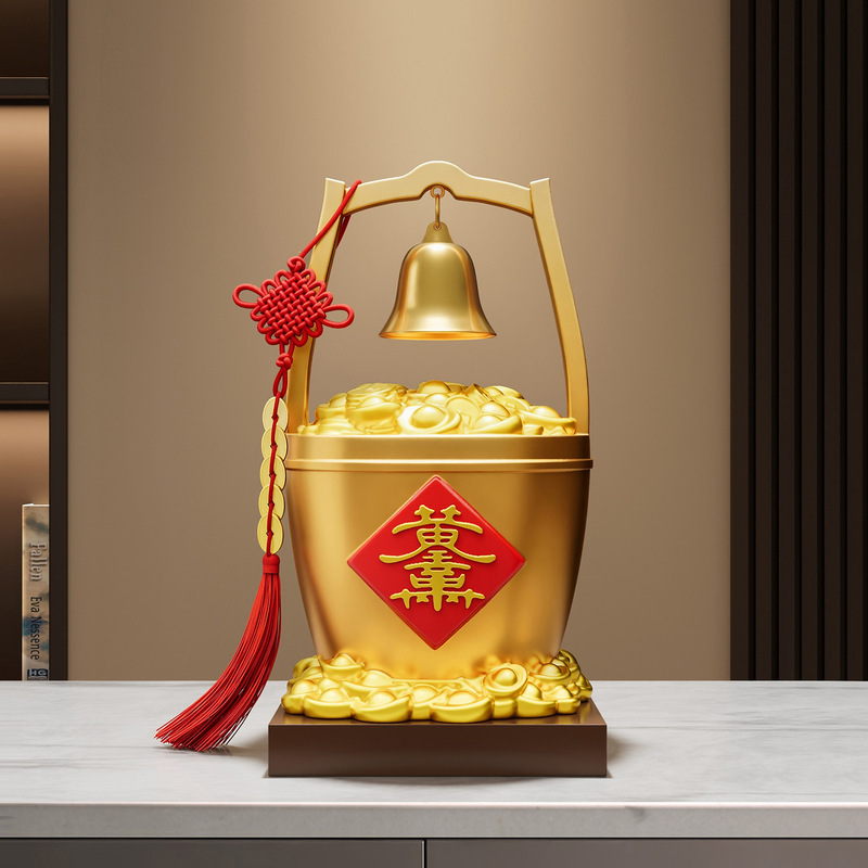新中式创意一桶金工艺品摆件客厅玄关酒柜装饰品招财进宝乔迁礼物|undefined