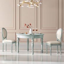 实木圆桌子家用大小户型美式餐桌椅组合现代简约饭桌设计法式美学