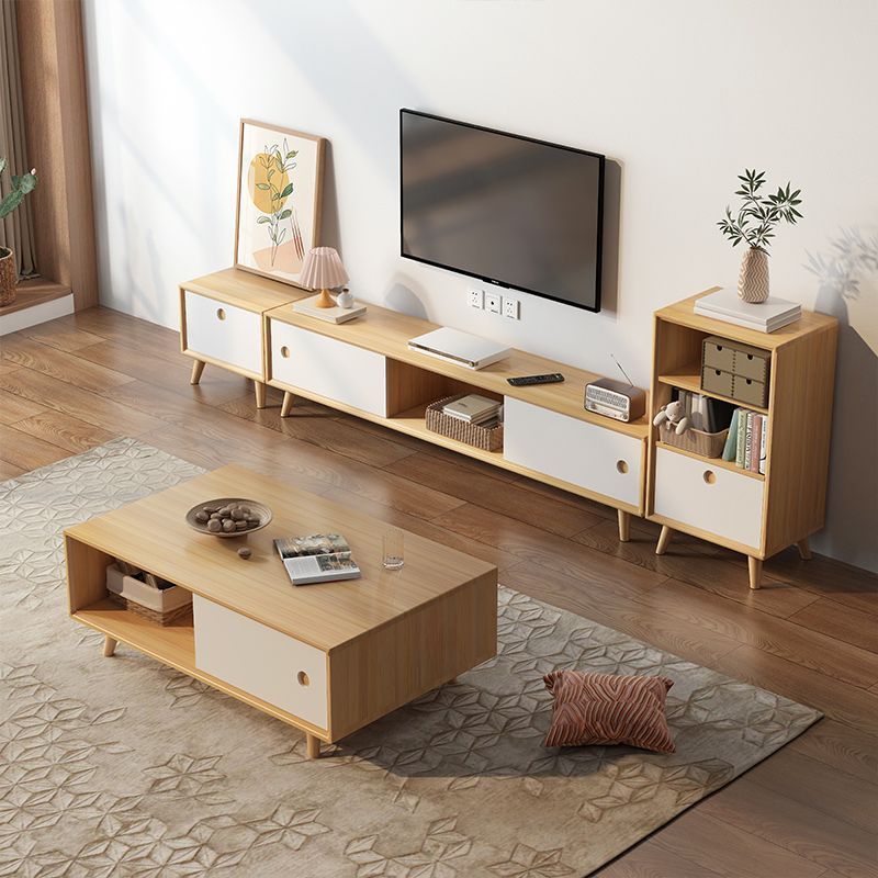 無垢材コーヒーテーブルキャビネットテレビキャビネットリビングルームホームモダンシンプルフロアキャビネット新しい小さなアパートコーヒーテーブルテレビキャビネットの組み合わせ|undefined
