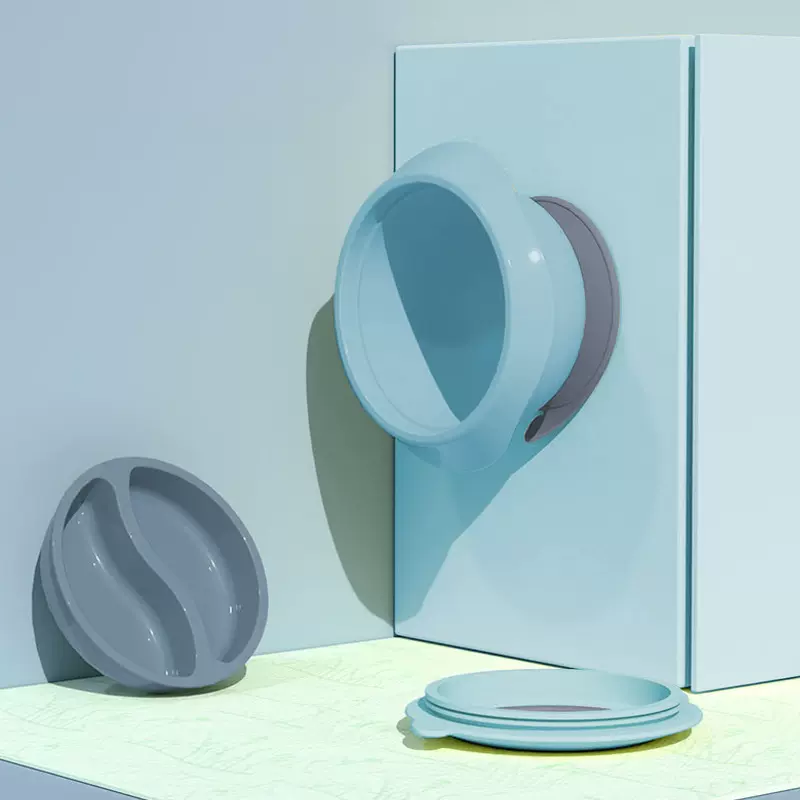 儿童分格式吸盘零食碗 宝宝便携防撒漏训练进食餐具 分层式辅食盘