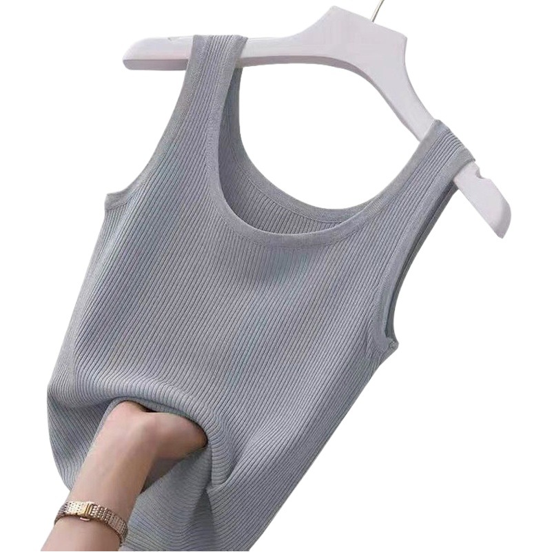 White Camisole with Wide Shoulder Straps for Outerwear, Paired with a Short Ice Silk Vest Inside a Suit, Slim-Fit Bm Tank Top