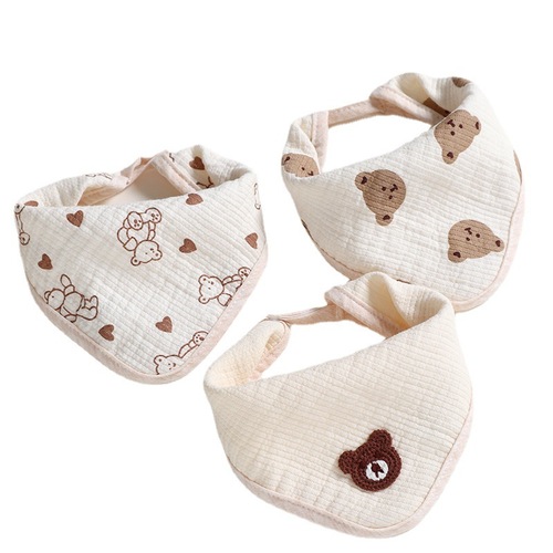 新生婴儿口水巾三角巾两用宝宝三层纱布围嘴儿童小方巾吃饭围兜