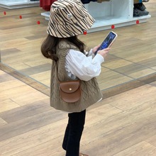 女童韩版童装2025春秋新款套装儿童提花马甲泡泡袖上衣打底喇叭裤