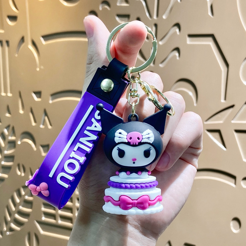 Llavero de dibujos animados de Sanrio con diseño de perro de orejas grandes, colgante, adorno de llavero de Kuromi, artículos pequeños, pequeño regalo