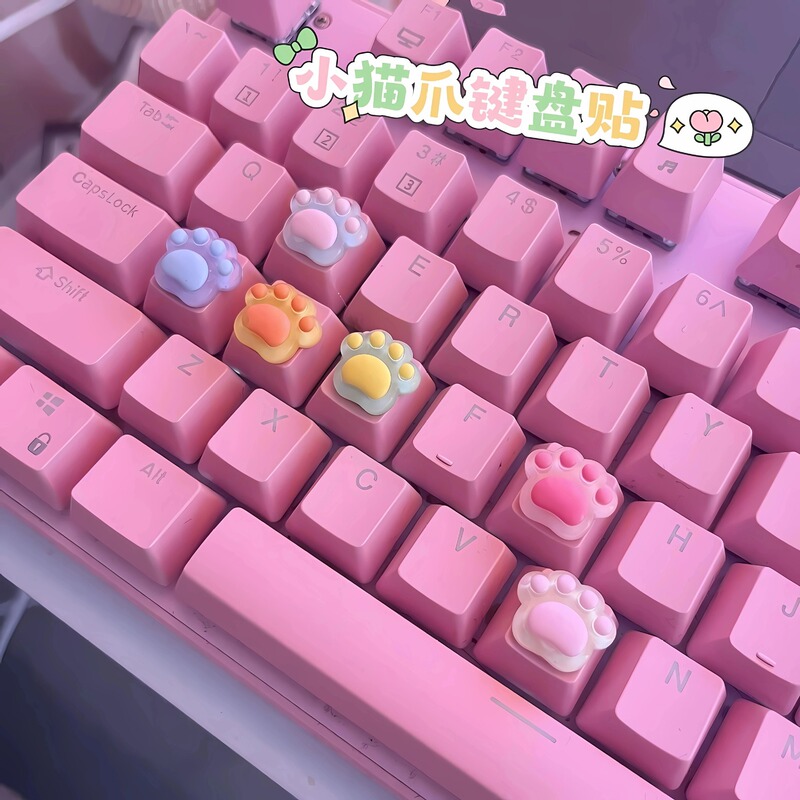 DIY Mini Cat Paw Stickers, Personalized Raised 3D Keyboard Stickers, Cute Office and Internet Cafe Typing and Gaming Tool