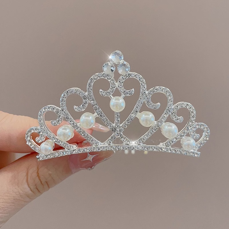 Chica de cumpleaños corona rhinestone peine del pelo lindo poco princesa cabeza accesorios para el cabello niña temperamento insertar peine bebé niña horquilla