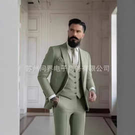 亚马逊速卖通独立站西服男三件套西装套装休闲西装婚礼男士西服