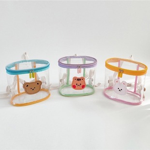 Ins Korean-style DOT Same Style Animal Contrast Color Transparent Backpack Kindergarten Beach Storage Bag Transparent Jelly Bag