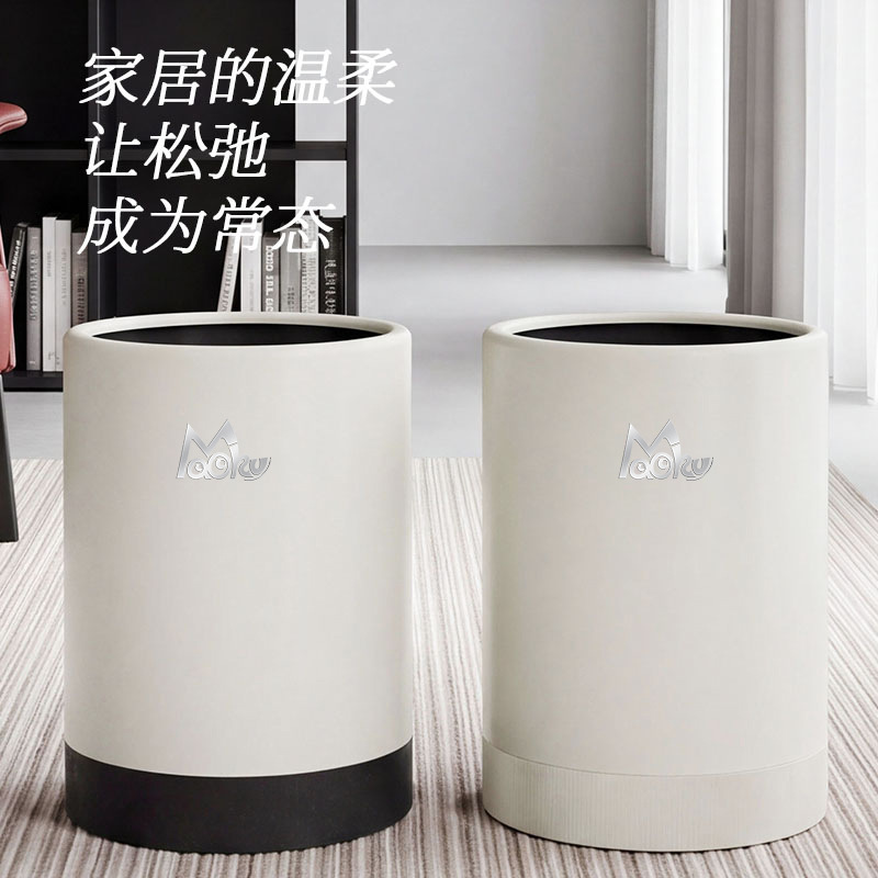 Simple, large-capacity trash can with wheels for easy movement, suitable for home use, living room, and kitchen; thickened for durability and hygiene