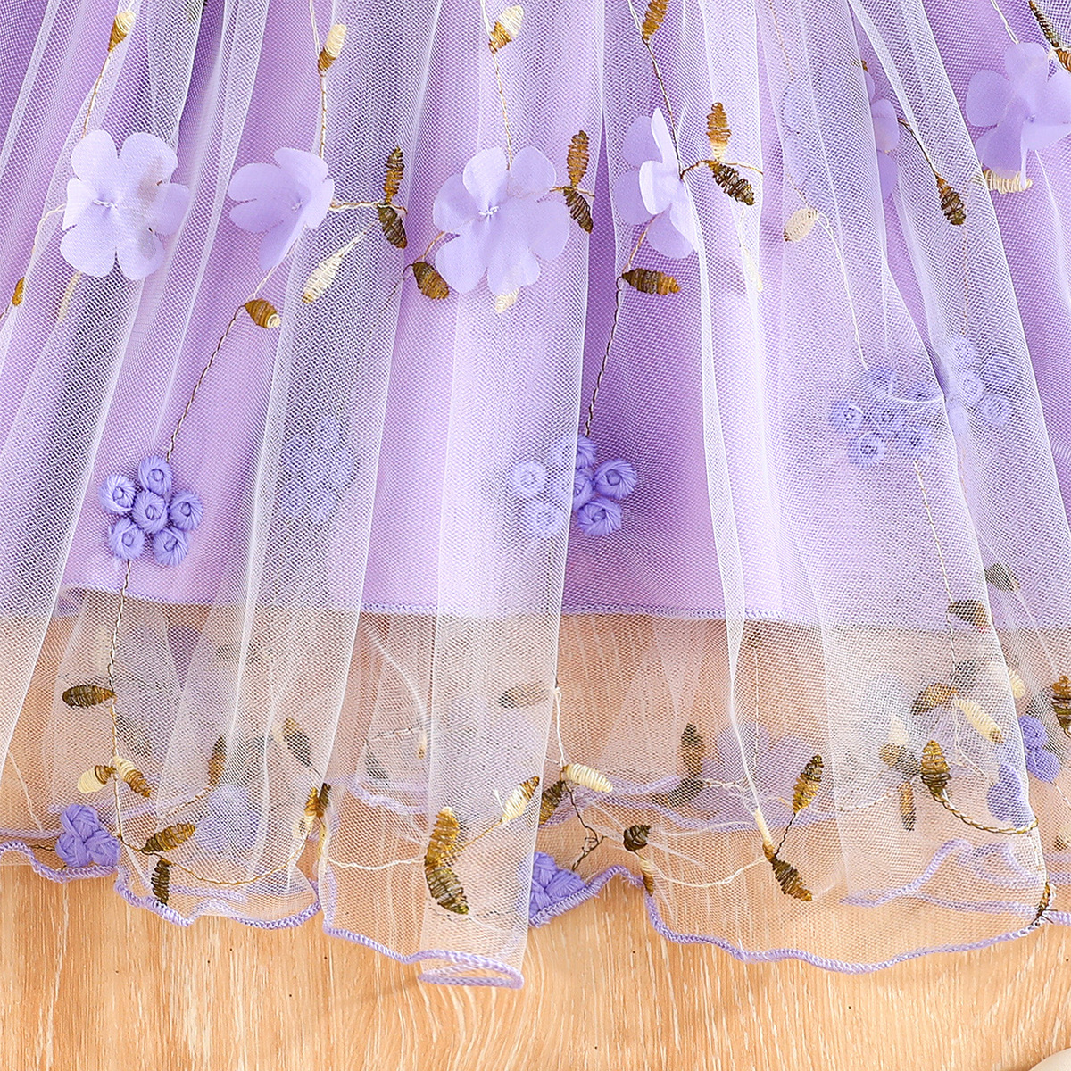 Lila Blumenkleid Mit Rippstrick Und Schleife Für Mädchen_voghion.com