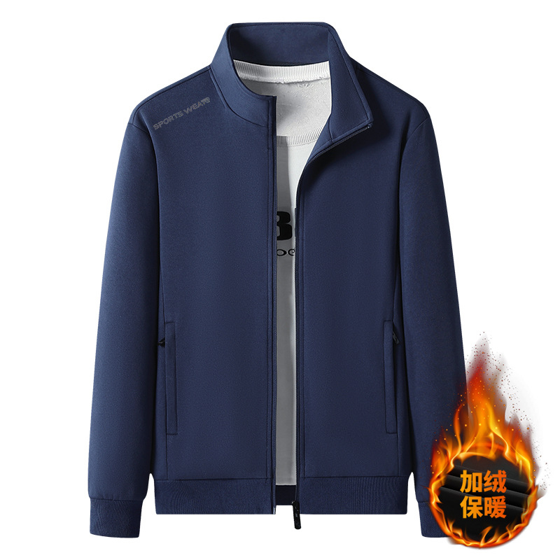 Suéter de algodón para hombres otoño y invierno nuevo estilo de cuello vertical de alta calidad deportes casuales con cremallera cardigan con chaqueta de vello de moda