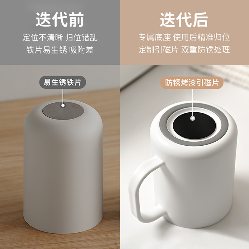磁吸漱口杯牙刷置物架壁挂式刷牙杯免打孔牙刷架简约带把手牙杯架|undefined