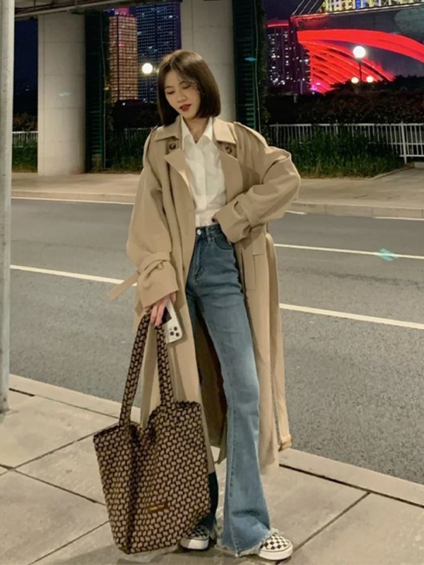 风衣外套女2025秋季新款今年流行卡其色小个子中长款高级感超好看|undefined