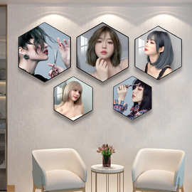 理发店墙面装饰画网红发型海报专用高级挂画背景形象墙图片墙壁画