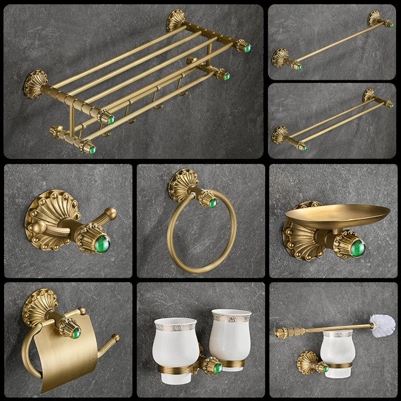 European Retro Brass Towel Rack Set Bathroom Hardware Pendant Bathroom Towel Ring Rod Rack Bath Towel Storage Rack European Retro Brass Towel Rack Set Bathroom Hardware Pendant Bathroom Towel Ring Rod Rack Bath Towel Storage Rack