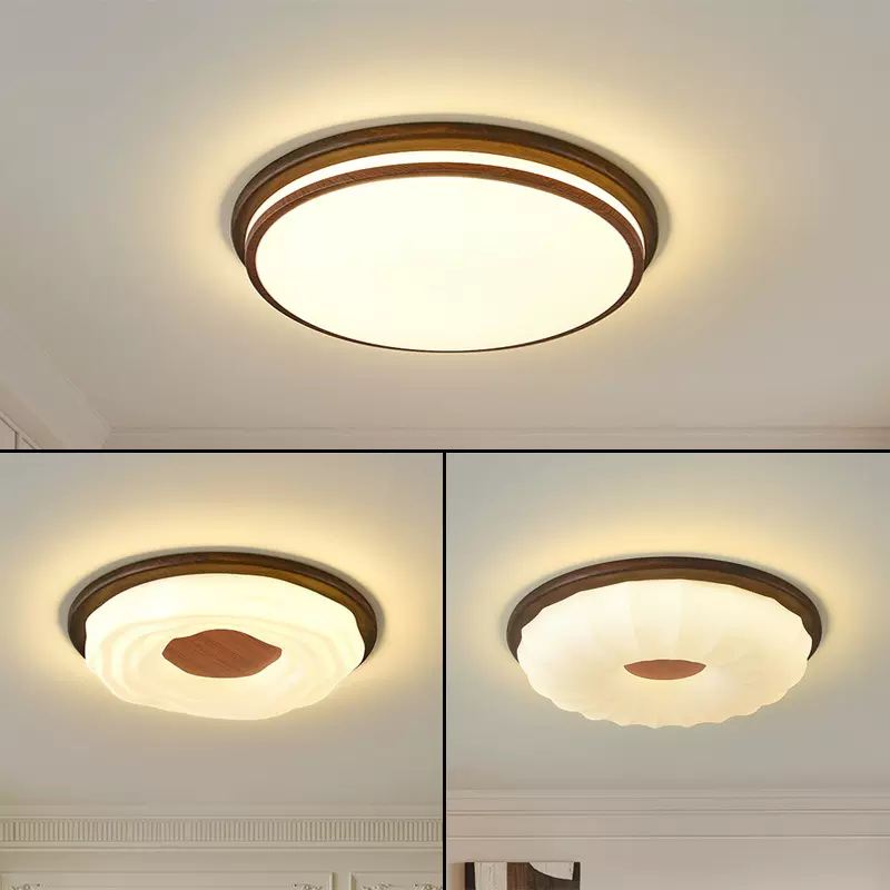 法式奶油风主卧室灯吸顶灯中古房间灯护眼圆形高级感艺术主灯3805