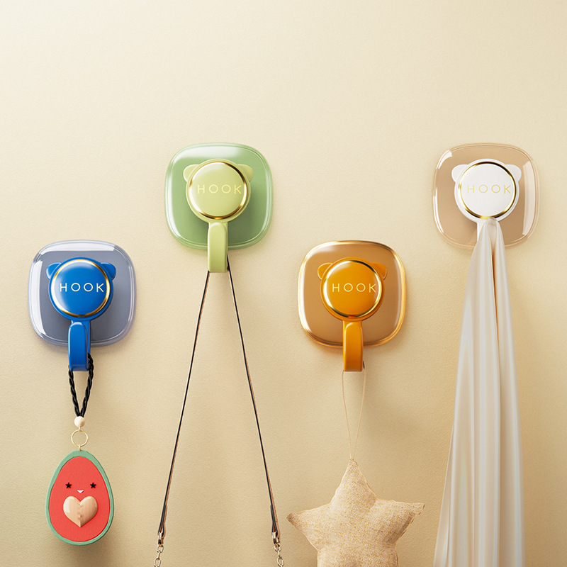 Punch-free Hook Adhesive Strong Load-bearing Door Hook Kitchen Bathroom Wall Wall Seamless Schoolbag Hanging Shelf