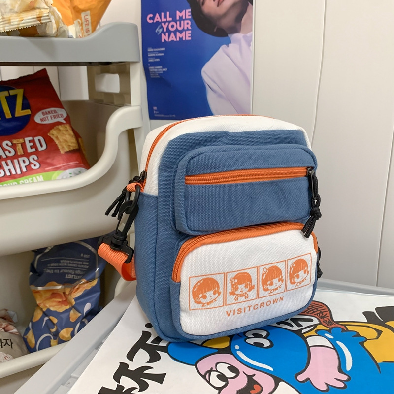新しい多用途の女性のかわいい漫画プリントショルダーバッグシンプルなカレッジスタイルのクロスボディレディースバッグカジュアル多用途バックパック|undefined