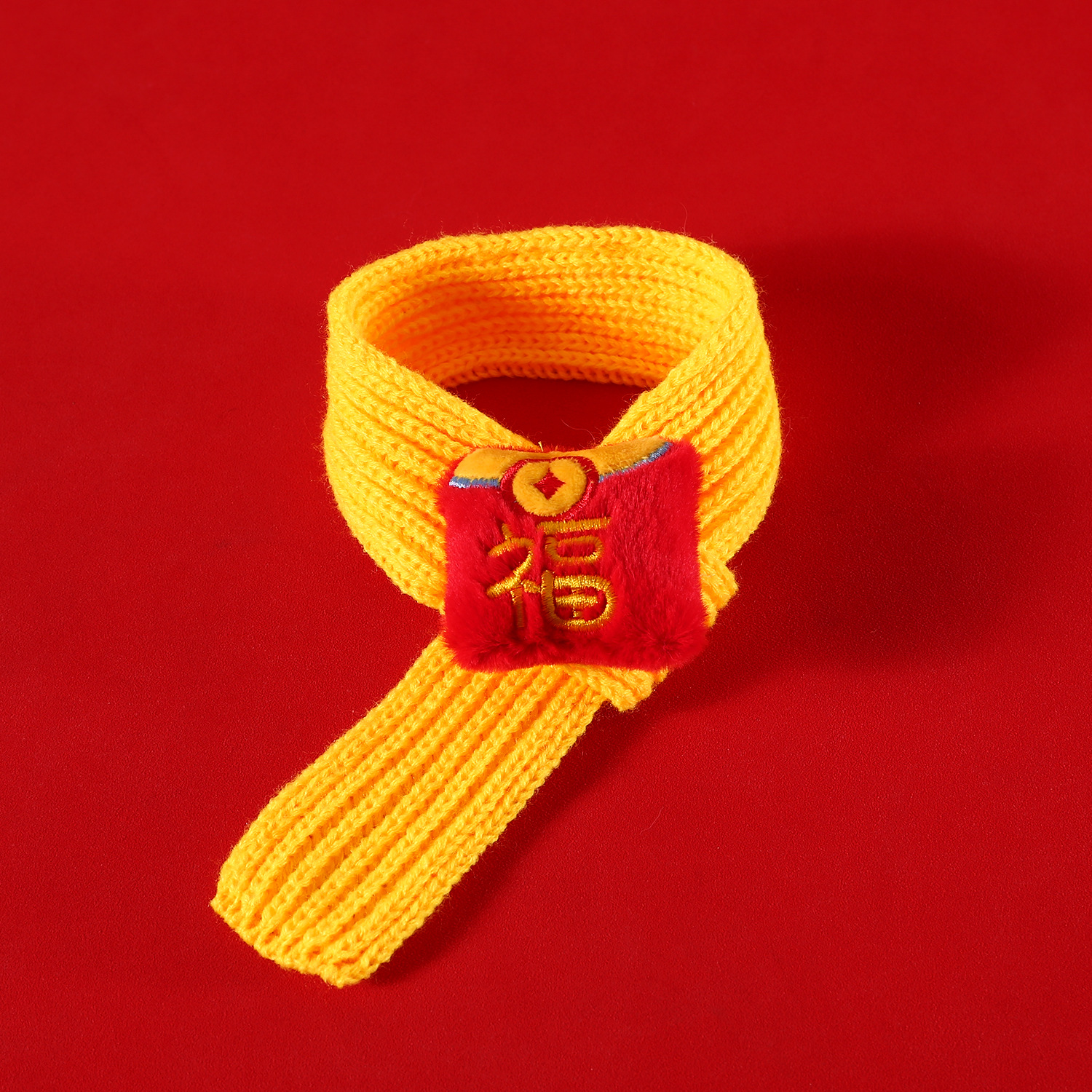 Mascota Año Nuevo bufanda sombrero traje gato cachorro rojo sobre fu carácter de lana Año del Dragón festivo rojo arco caliente image 10