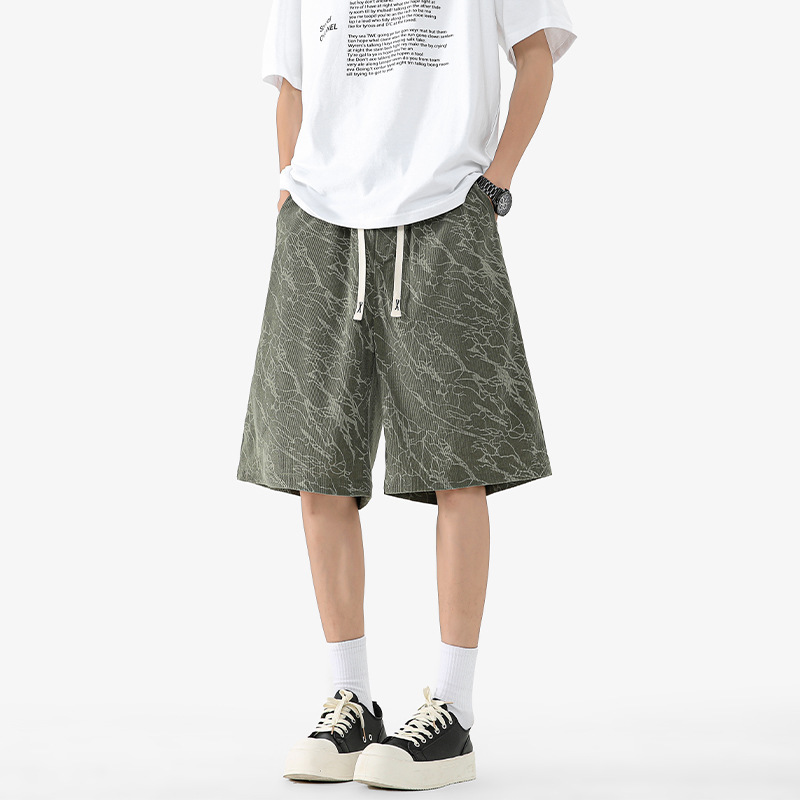 Men's American Style High Street Summer Loose Casual Sports Capri Pants Trendy Plus Size Mid Length Shorts_viptrois.com