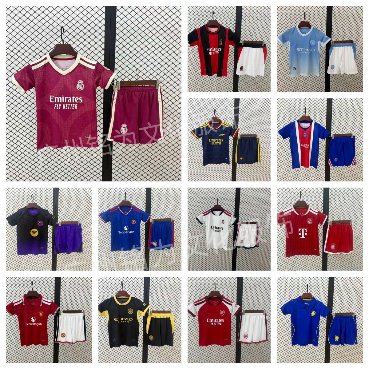 New season children's football short-sleeve set Real Madrid Arsenal Barcelona Paris Bayern boys and girls competition autumn jersey