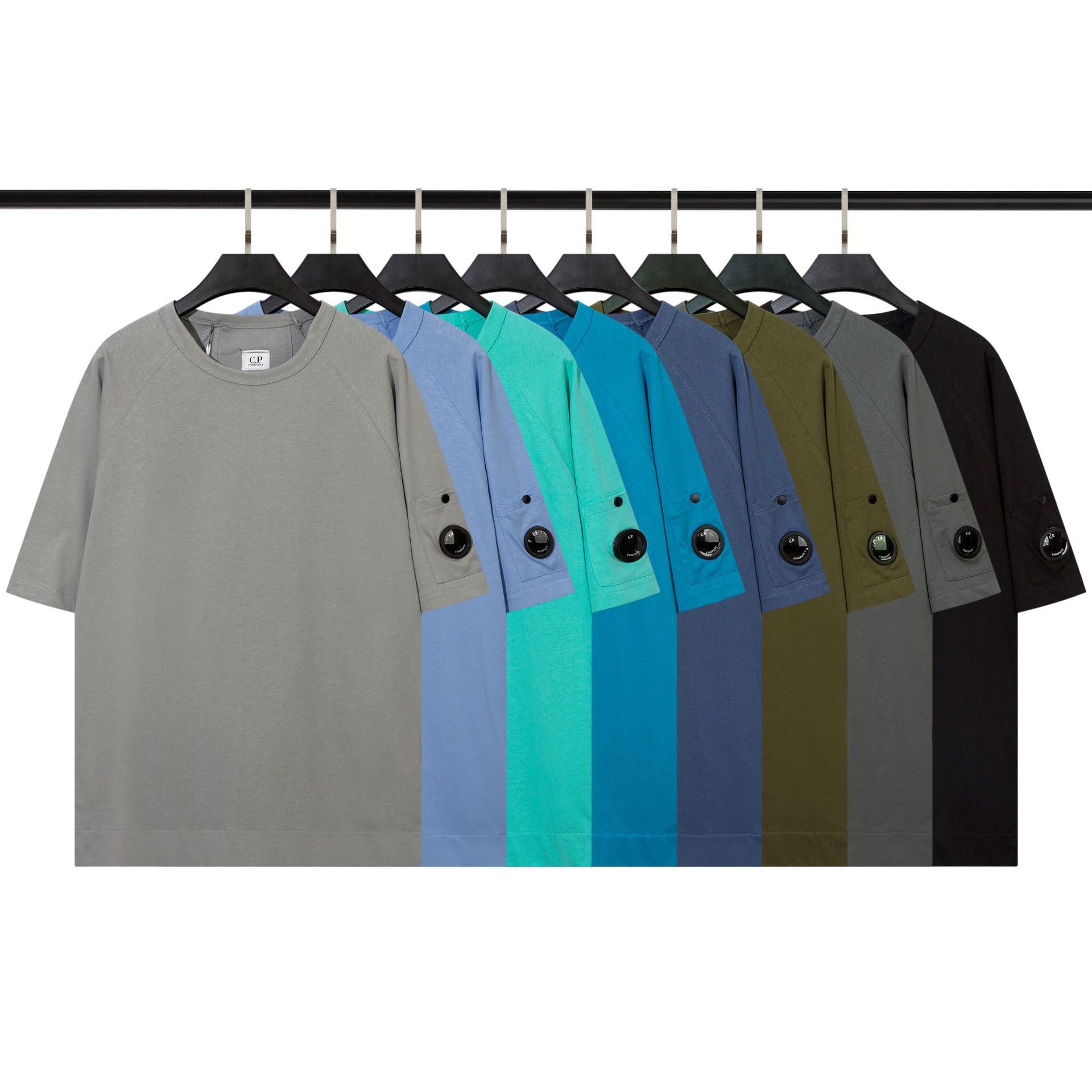 Nuevo CP verano americano estilo coreano casual suelta cuello redondo jersey doble hilo manga corta juventud hombres y mujeres moda marca media manga t