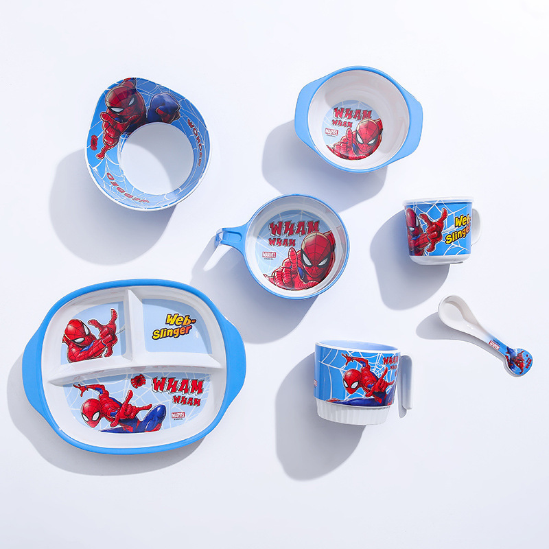 Disney Children's Spider-Man Cartoon Dinner Plate New Party Tableware Set Dinner Plate Eating Bowl Wholesale Supplies