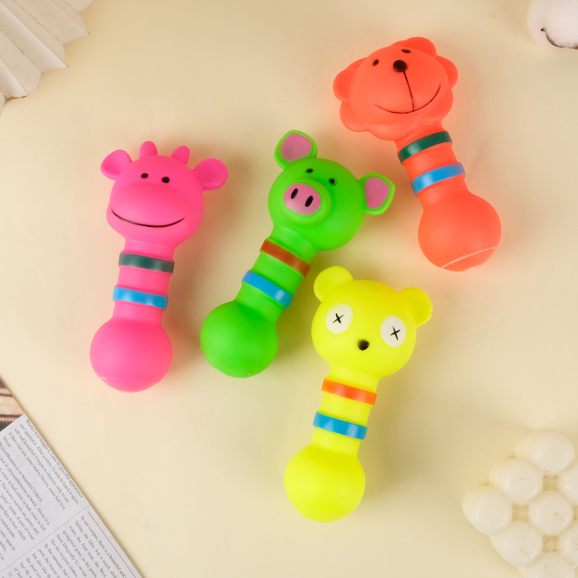 发声小猪小熊狗狗玩具哑铃骨头磨牙洁齿BB叫发声宠物玩具厂家直供