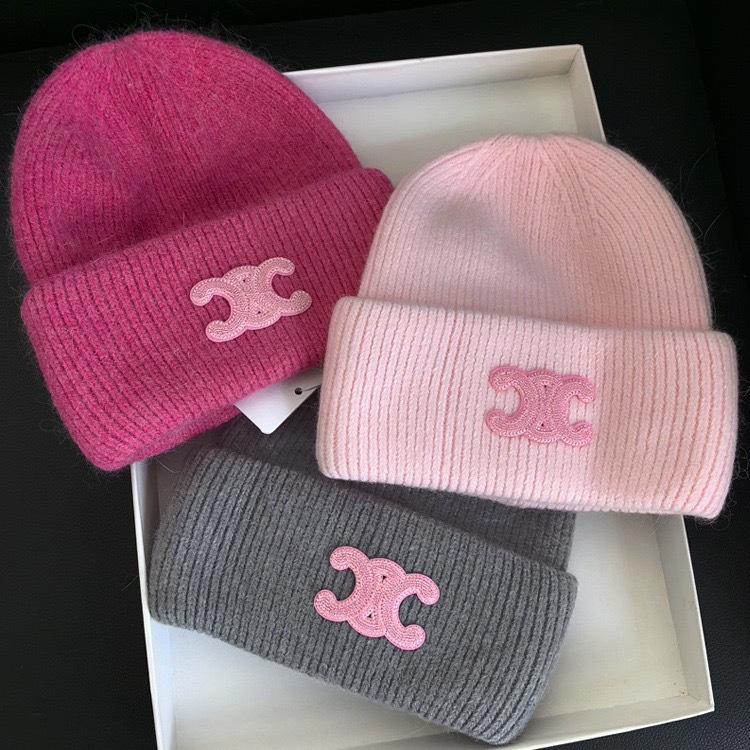 新型凱旋門兎毛ニット帽女性ネット紅同型小紅本百合毛糸帽冬保温冷帽子