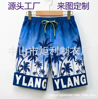 沙滩裤短裤工厂定制热升华数码印图案男式防尴尬全内衬来图定制