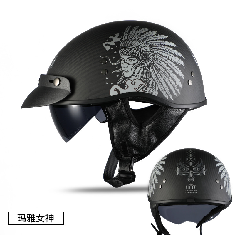Motosiklet kaskı (dəbilqə) — Motuoche Summer Helmet Retro - glossy-black-3k-carbon-fiber-m