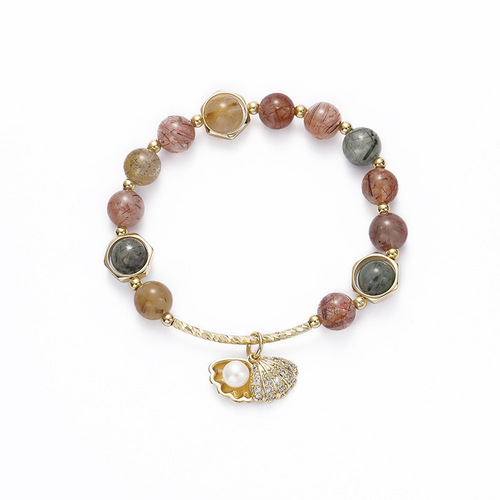 [Colorful and Gorgeous] Natural Color Hair Crystal Bracelet Women's Transfer Candy Rainbow Scallop ins Zibo Tao Liu Bracelet