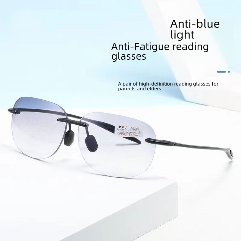 New distance and near dual-purpose sunglasses for men and women, sun-shading, frameless, ultra-lightweight, blue light protection, wholesale for middle-aged and elderly people