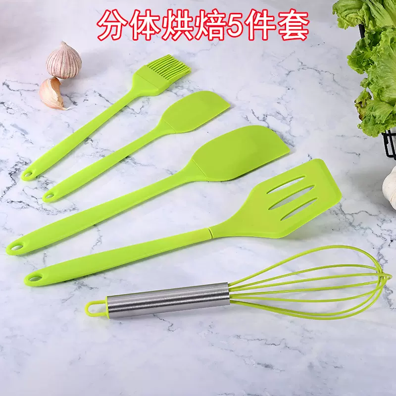 跨境分体式硅胶烘焙套装5件套耐高温硅胶刮刀烘焙刮刀油刷打蛋器