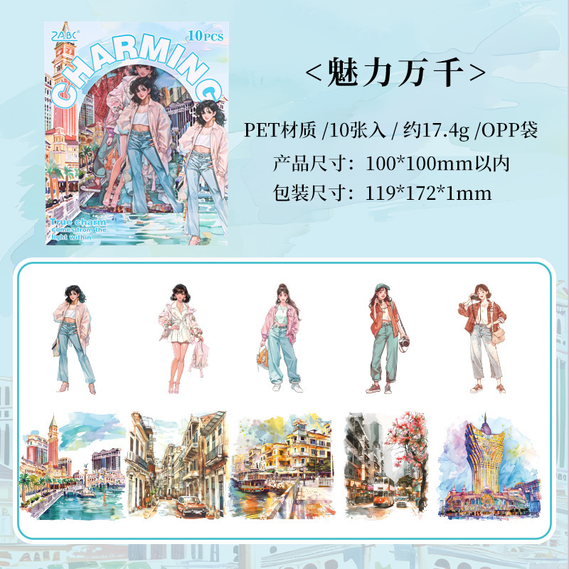 Hong Kong Rhyme estilo transparente pegatinas impermeables para mascotas bolsas diy diario pegatinas retro calle de figuras pegatinas de chicas