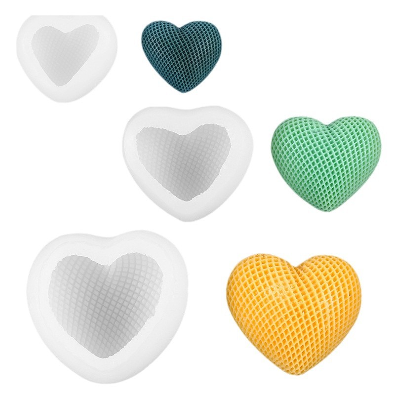 Molde de silicona 3D estéreo con forma de corazón tejido para velas aromáticas de coche con forma de flor de corazón DIY para el Día de San Valentín