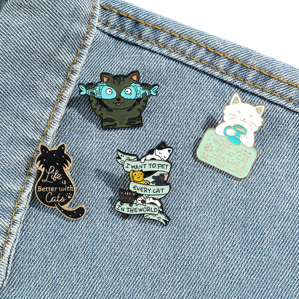 9g Weight Brooches Classification Daily Occasion Alloy Material Letter, Cat, Fish Pattern Unisex Gender Cartoon, Enamel Design Cute Style Cute Pin Letter Cat Fish Alloy Cartoon Enamel Unisex Brooches 18