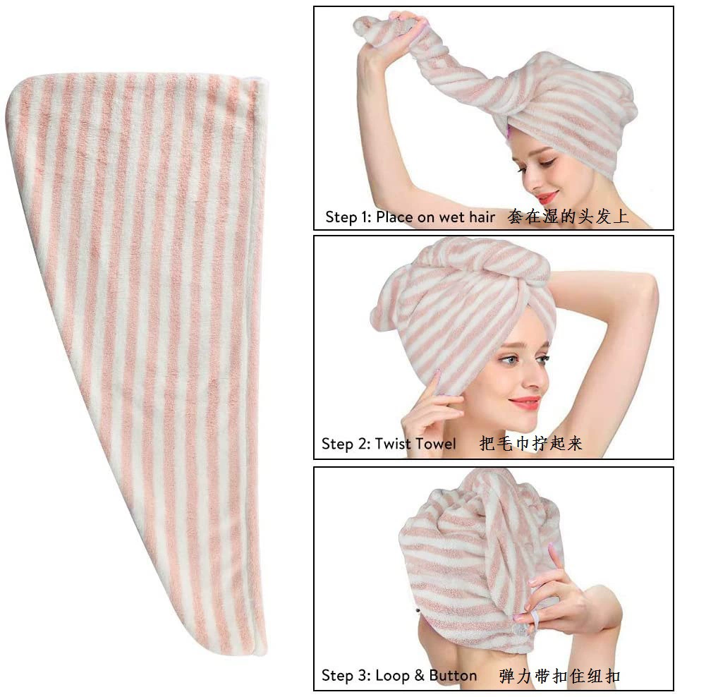 Coral hair towel, breathable cute dry cotton shower cap, (Cross-border trading), water absorbent