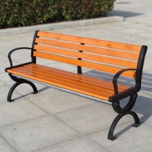 公园椅户外长椅庭院靠背休闲座椅防腐木实木塑木长条坐凳子铸铁艺